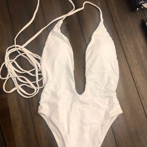 *NEVER WORN* White deep V swimsuit